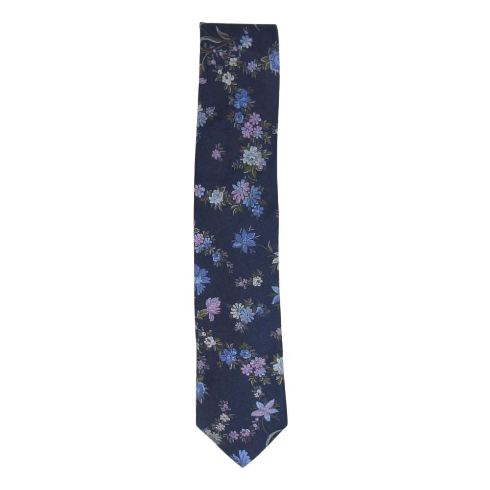 Paul Smith ポール・スミス フラワー 花柄 刺繍 ネクタイ ネイビー系【中古】