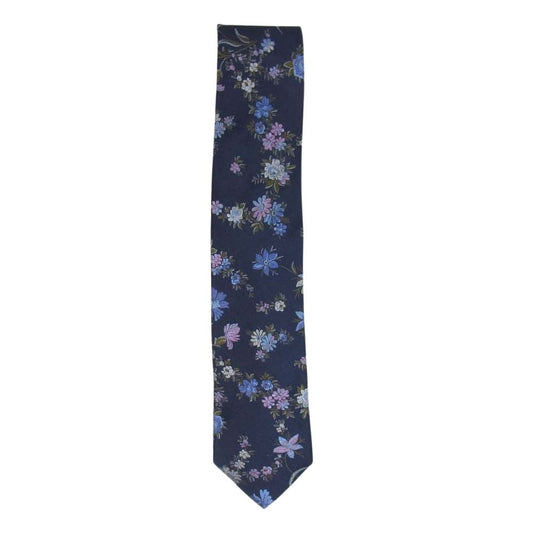 Paul Smith ポール・スミス フラワー 花柄 刺繍 ネクタイ ネイビー系【中古】