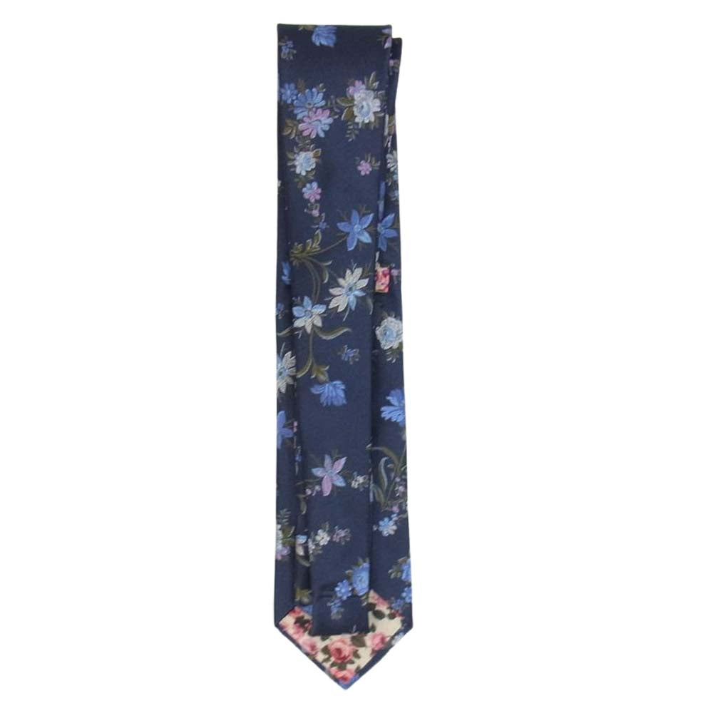 Paul Smith ポール・スミス フラワー 花柄 刺繍 ネクタイ ネイビー系【中古】