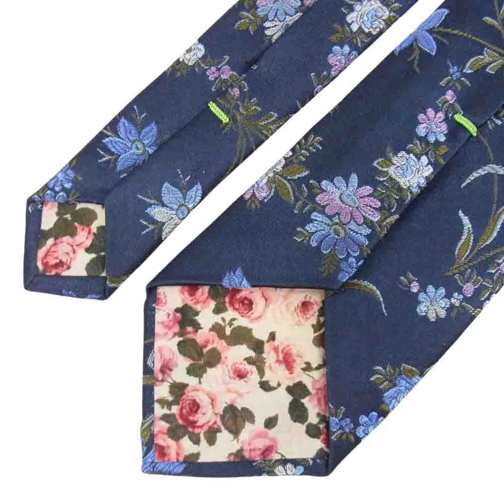 Paul Smith ポール・スミス フラワー 花柄 刺繍 ネクタイ ネイビー系