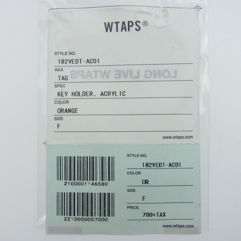 WTAPS ダブルタップス 182VEDT-AC01 TAG KEY HOLDER ACRYLIC アクリル キーホルダー オレンジ オレンジ系【新古品】【未使用】【中古】