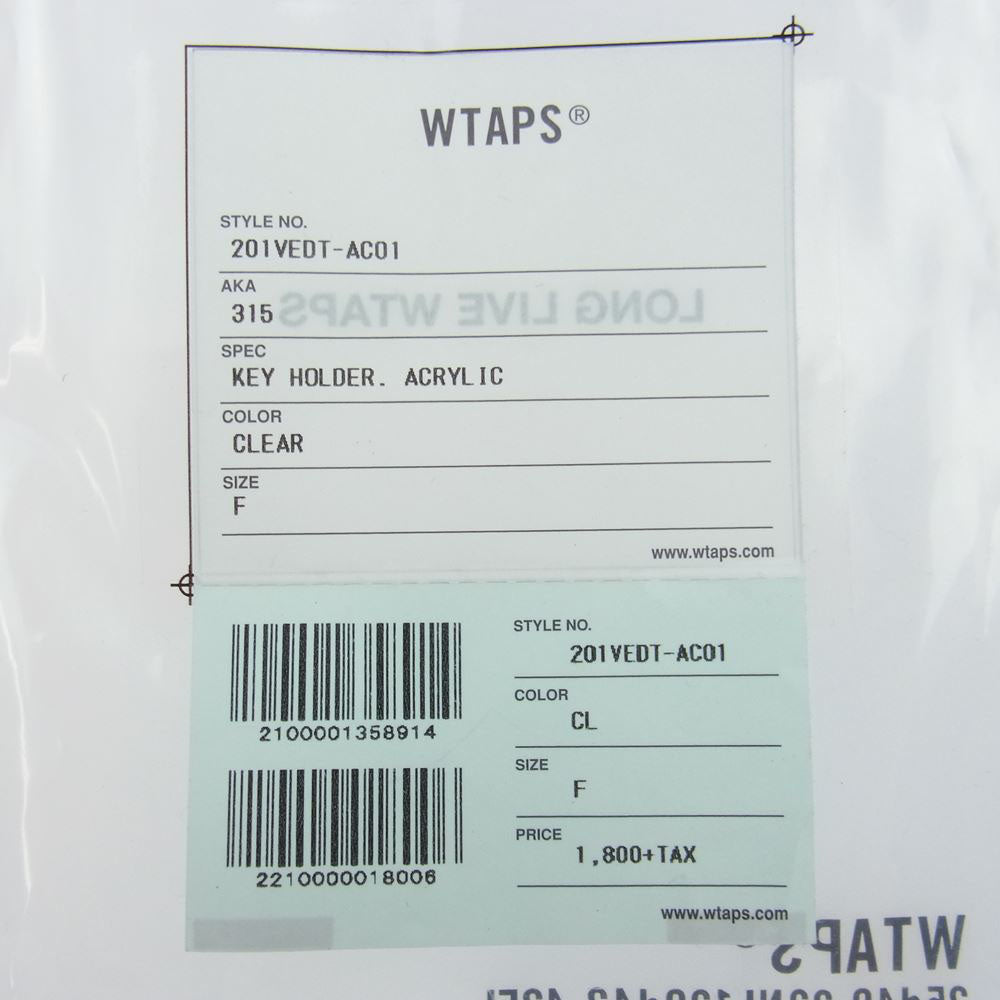 WTAPS ダブルタップス 20AW 201VEDT-AC01 KEY HOLDER ACRYLIC 315 CLEAR アクリル キーホルダー クリア系【新古品】【未使用】【中古】