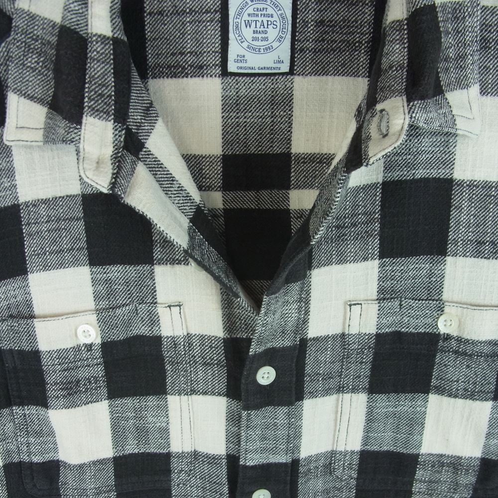 WTAPS ダブルタップス 17SS 171GWDT-SHM07 Cotton TEXTILE コットン テキスタイル チェック ネルシャツ 長袖 ブラック系 オフホワイト系 L【中古】