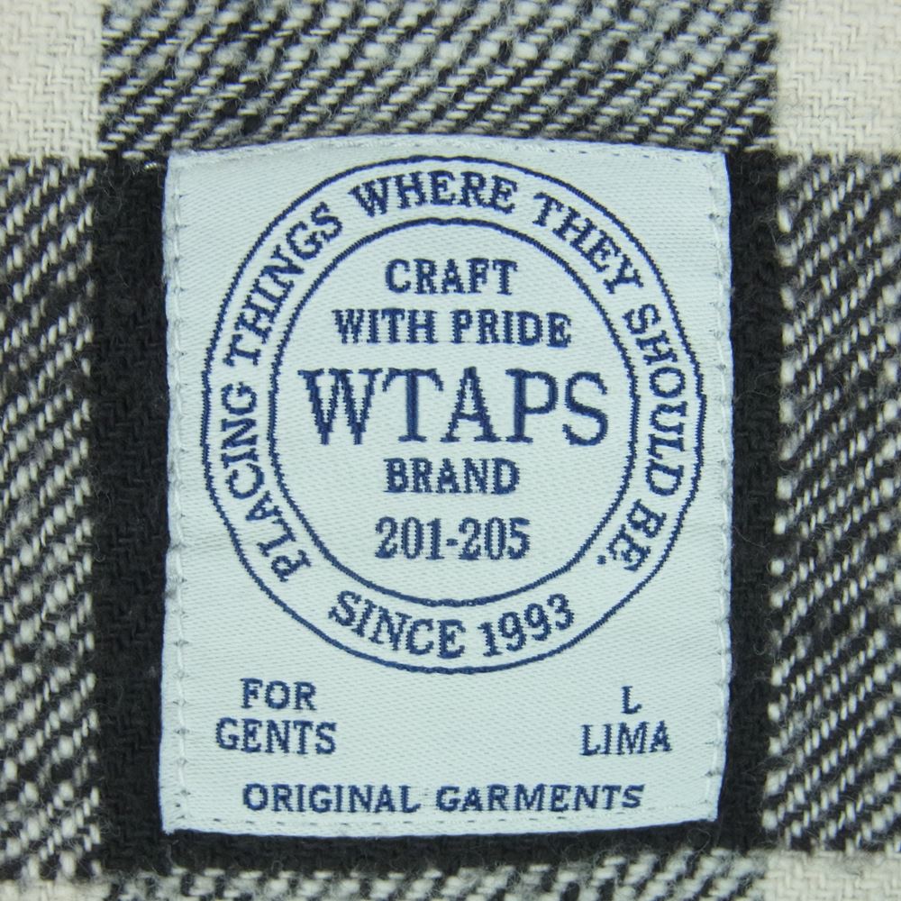 WTAPS ダブルタップス 17SS 171GWDT-SHM07 Cotton TEXTILE コットン テキスタイル チェック ネルシャツ 長袖 ブラック系 オフホワイト系 L【中古】
