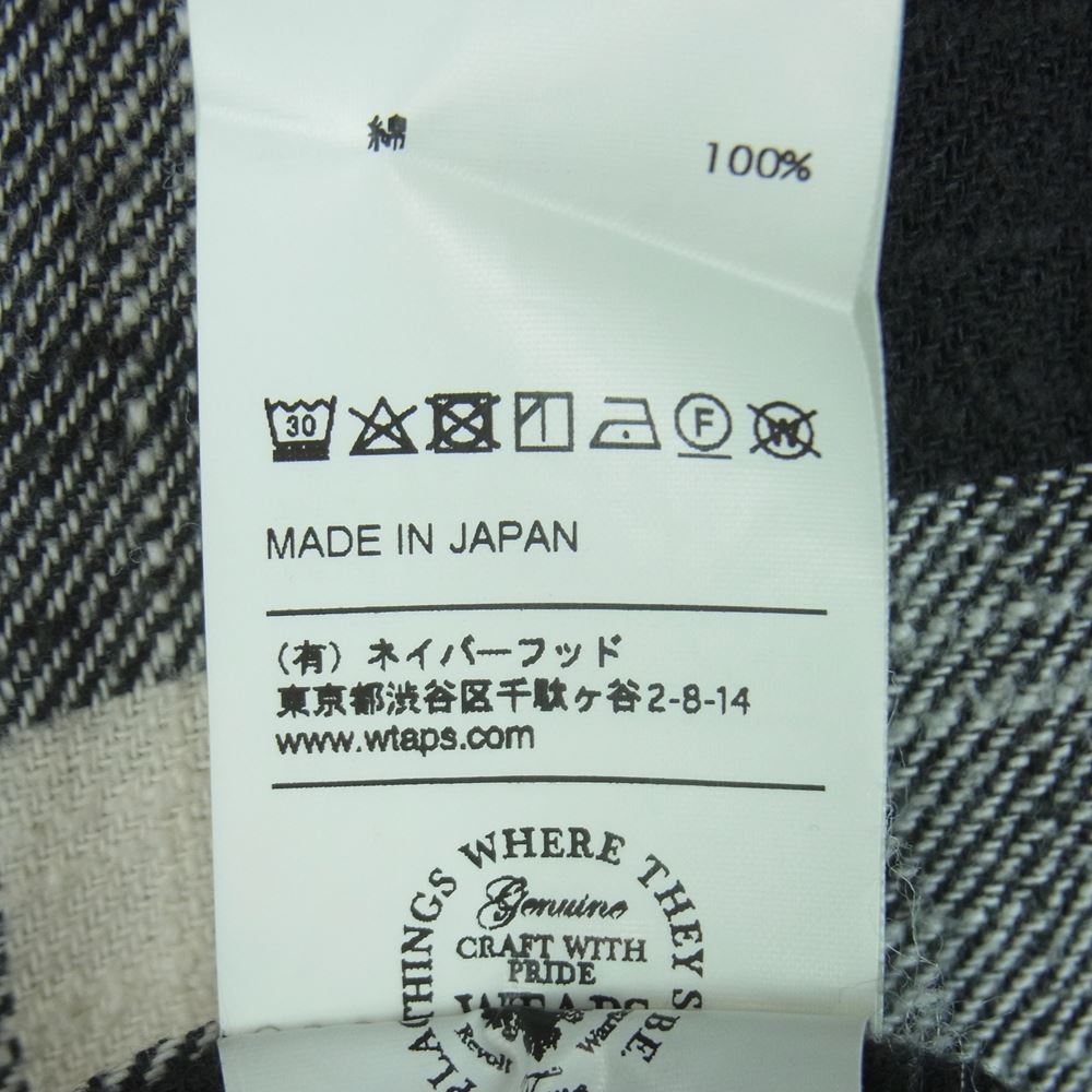 WTAPS ダブルタップス 17SS 171GWDT-SHM07 Cotton TEXTILE コットン テキスタイル チェック ネルシャツ 長袖 ブラック系 オフホワイト系 L【中古】