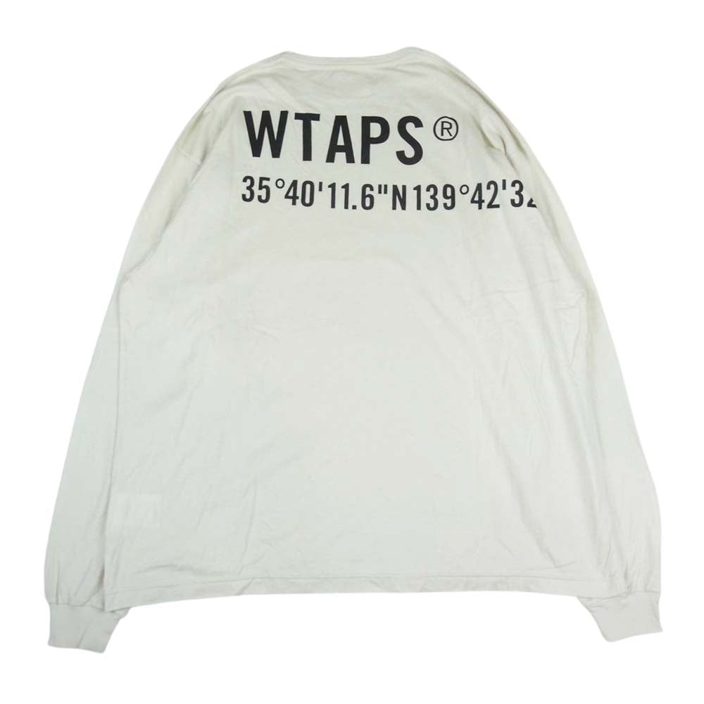 WTAPS ダブルタップス 21AW 212ATDT-CSM23 GPS L/S TEE ロゴ プリント ロンT 長袖 ホワイト系 03【美品】【中古】
