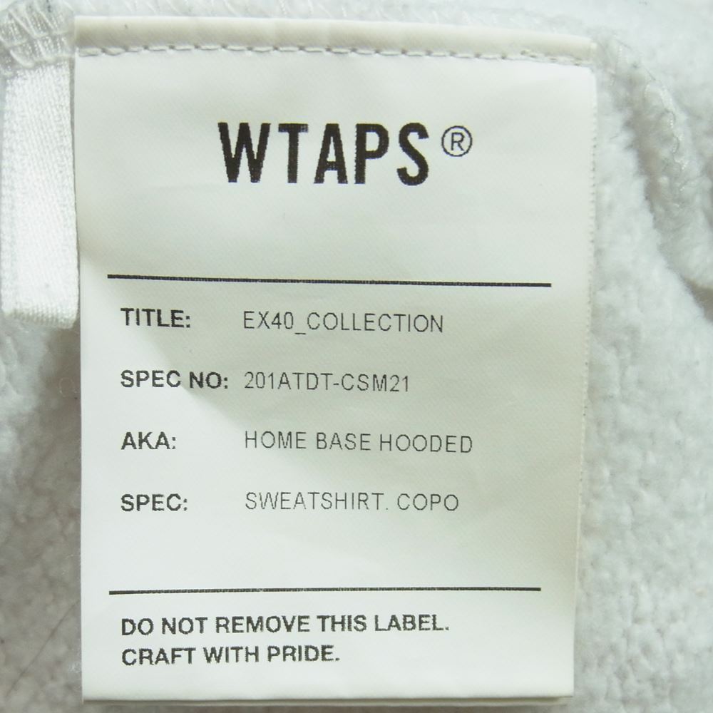 WTAPS ダブルタップス 20SS 201ATDT-CSM21 HOME BASE HOODED ホーム ベース フーデッド フーディー パーカー ホワイト系 03【中古】
