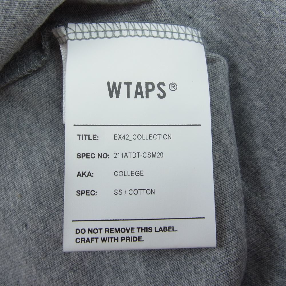 WTAPS ダブルタップス 21SS 211ATDT-CSM20 COLLEGE SS TEE カレッジ ロゴ Tシャツ グレー グレー系 3【極上美品】【中古】