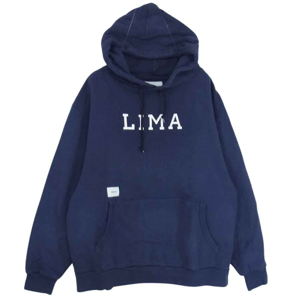 WTAPS ダブルタップス 21AW 211ATDT-CSM38 ACADEMY HOODED COTTON NAVY LIMA プリント スウェット パーカー ネイビー系 03【中古】