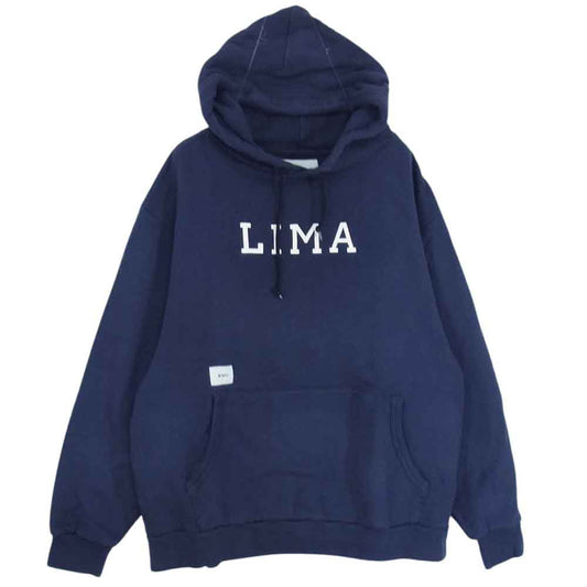 WTAPS ダブルタップス 21AW 211ATDT-CSM38 ACADEMY HOODED COTTON NAVY LIMA プリント スウェット パーカー ネイビー系 03【中古】