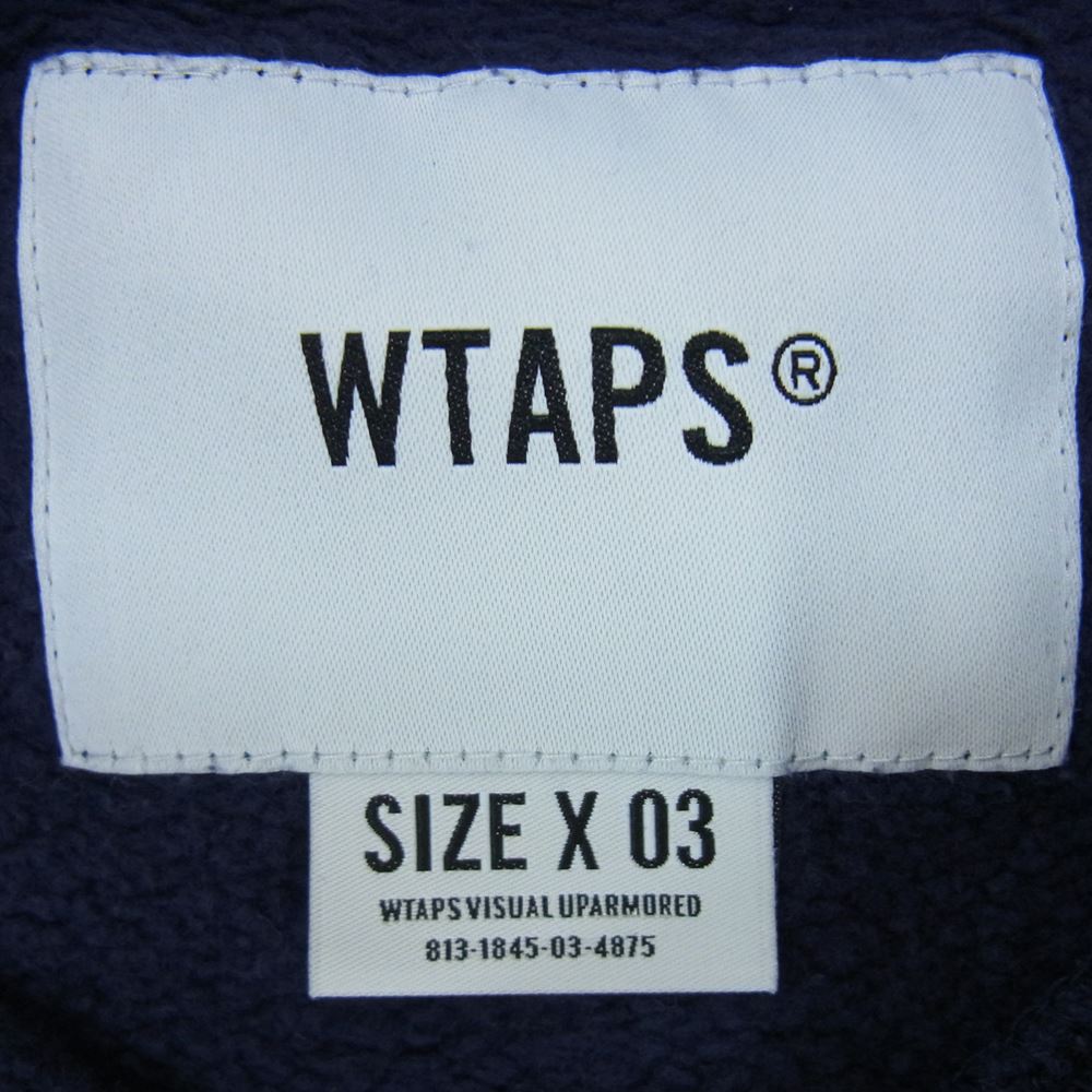 WTAPS ダブルタップス 21AW 211ATDT-CSM38 ACADEMY HOODED COTTON NAVY LIMA プリント スウェット パーカー ネイビー系 03【中古】