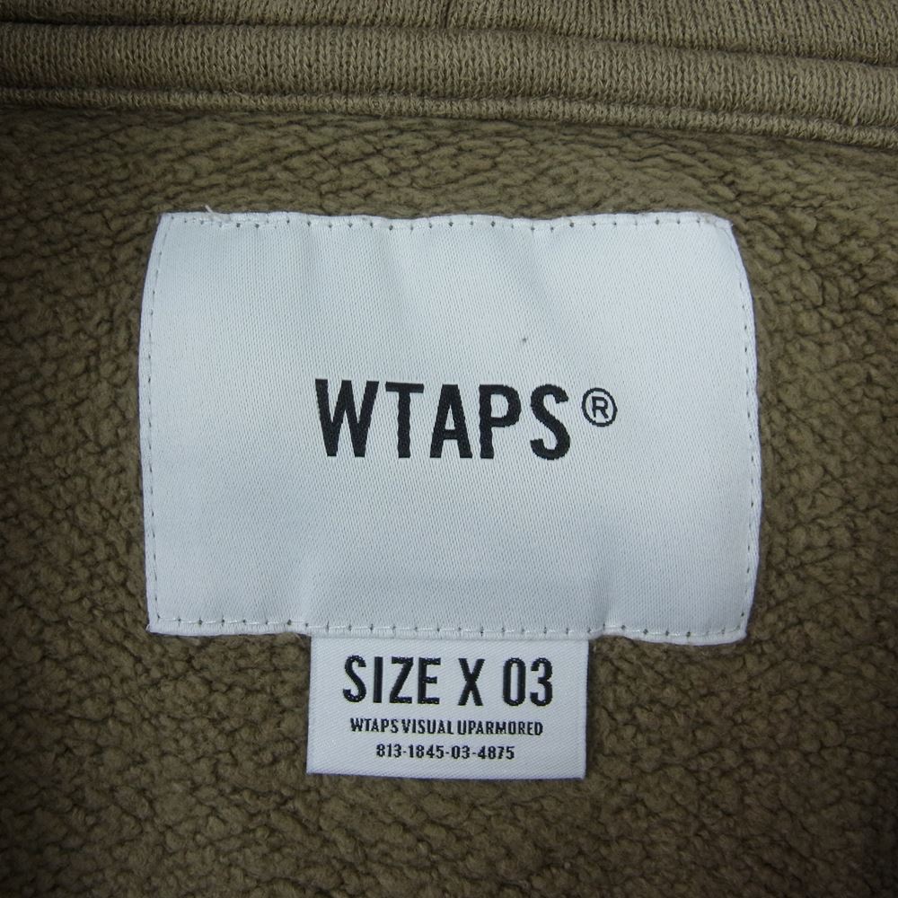 WTAPS ダブルタップス 21AW 211ATDT-CSM38 ACADEMY HOODED COTTON OLIVE DRAB LIMA プリント スウェット パーカー  オリーブ系 03【中古】