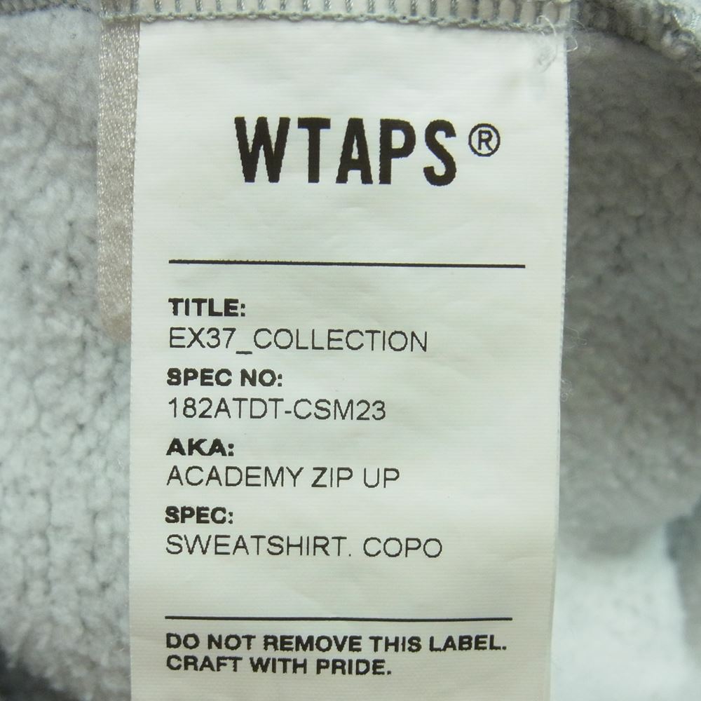 WTAPS ダブルタップス 18AW 182ATDT-CSM23 Academy Zip Up アカデミー ジップ アップ フーディー パーカー グレー系 03【中古】