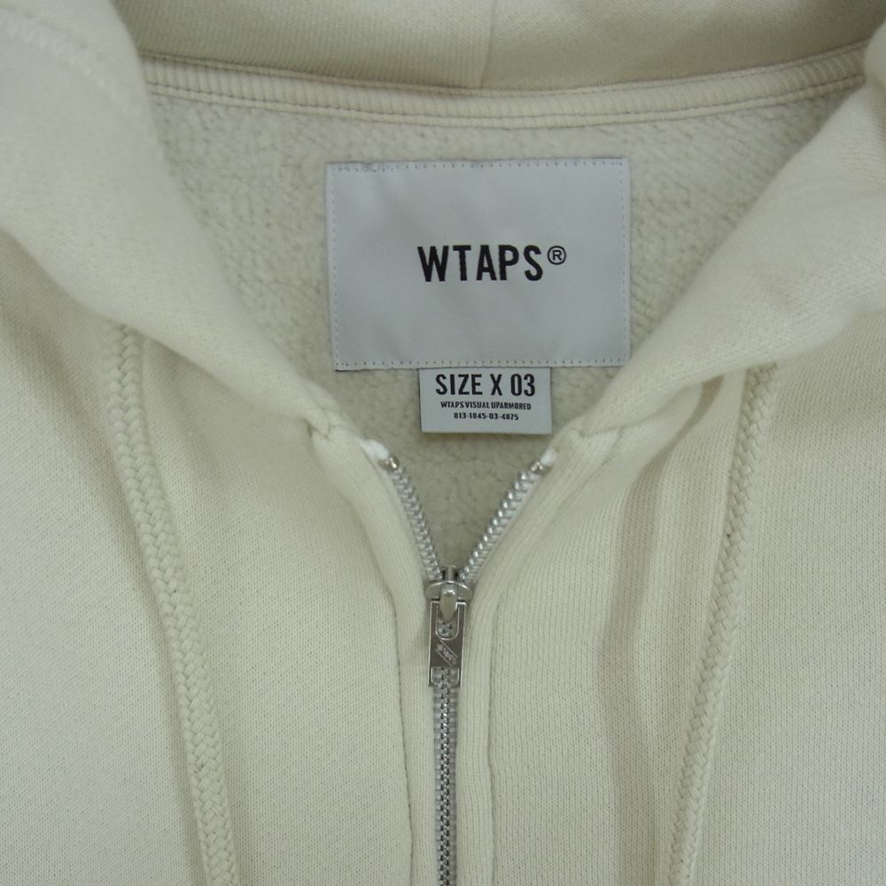 WTAPS ダブルタップス 21AW 212ATDT-CSM06 ZIP HOODED COTTON OFF WHITE ジップフーディ スウェット パーカー オフホワイト系 03【美品】【中古】