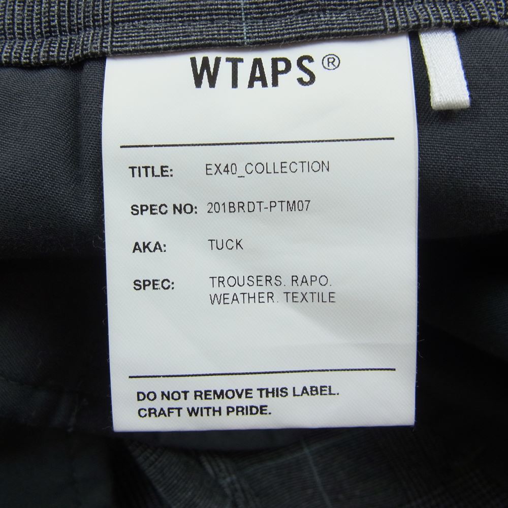 WTAPS ダブルタップス 20SS 201BRDT-PTM07 TUCK TROUSERS TEXTILE タック トラウザーズ テキスタイル パンツ グレー グレー系 2【美品】【中古】