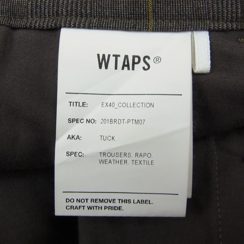 WTAPS ダブルタップス 20SS 201BRDT-PTM07 TUCK TROUSERS TEXTILE タック トラウザーズ テキスタイル パンツ ブラウン ブラウン系 02【美品】【中古】