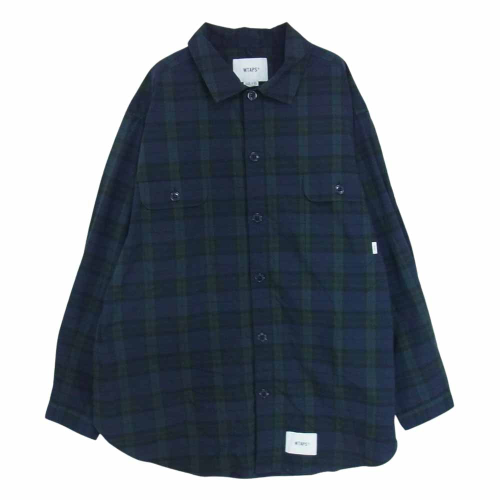 WTAPS ダブルタップス 211GWDT-SHM01 WCPO LS COOLMAX チェック シャツ ネイビー系 03【美品】【中古】