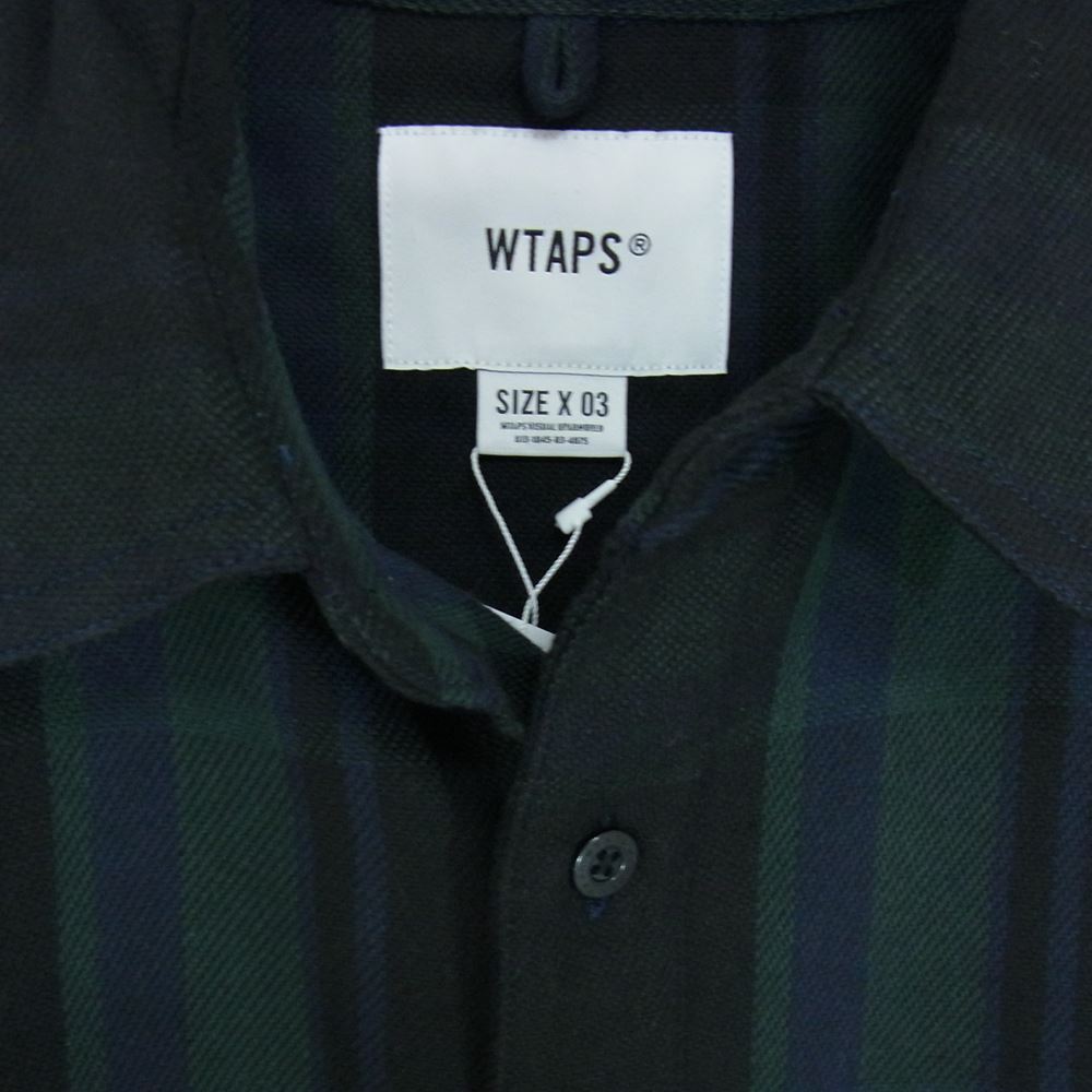 WTAPS ダブルタップス 21AW  212TQDT-SHM05 DECK LS COTTON FLANNEL TEXTILE デッキ フランネル シャツ ネイビー系 L【極上美品】【中古】