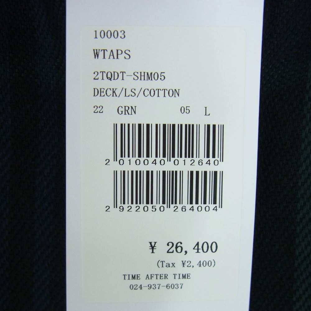 WTAPS ダブルタップス 21AW  212TQDT-SHM05 DECK LS COTTON FLANNEL TEXTILE デッキ フランネル シャツ ネイビー系 L【極上美品】【中古】