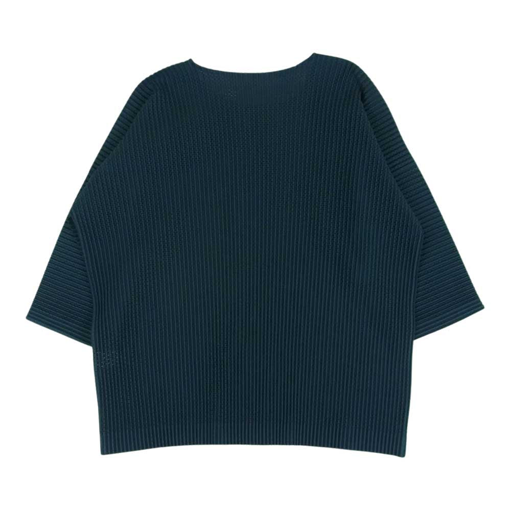 HOMME PLISSE ISSEY MIYAKE オム プリッセ イッセイミヤケ HP11JK153 2022年モデル プリーツ加工 メッシュプリーツ カットソー 半袖 Tシャツ ダークグリーン系 3【美品】【中古】