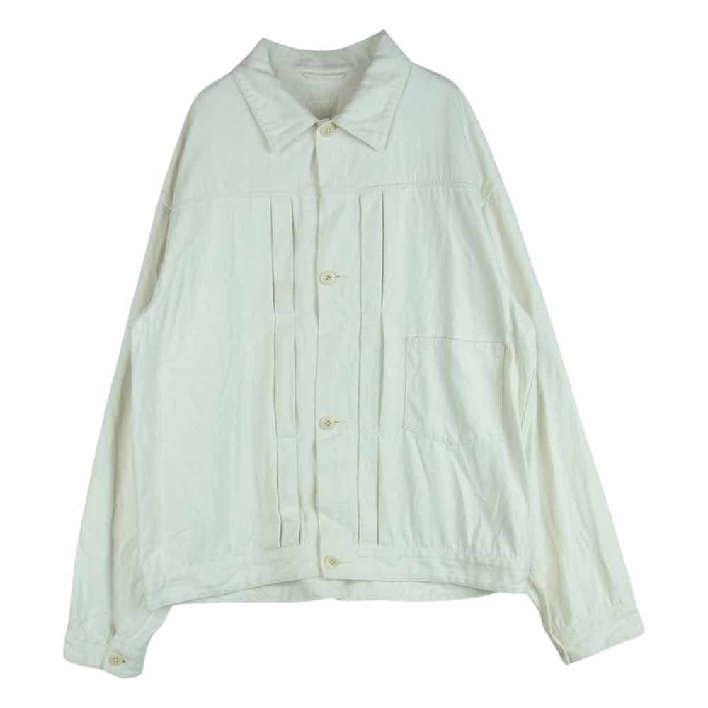 COMOLI コモリ 22SS V01-01007 TYPE-1ST シルクネップ 長袖 シャツ ジャケット コットン 日本製 オフホワイト系 3【中古】