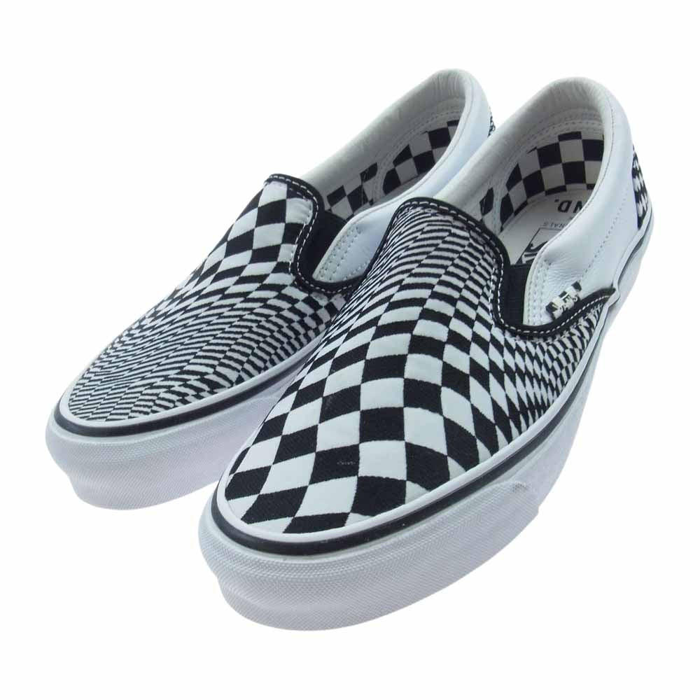 VANS バンズ × End Clothing エンド クロッシング OG CLASSIC SLIP-ON VERTIGO ブロックチェック スリッポン スニーカー ブラック系 ホワイト系 UK8【極上美品】【中古】