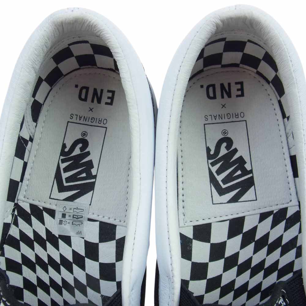 VANS バンズ × End Clothing エンド クロッシング OG CLASSIC SLIP-ON VERTIGO ブロックチェック スリッポン スニーカー ブラック系 ホワイト系 UK8【極上美品】【中古】