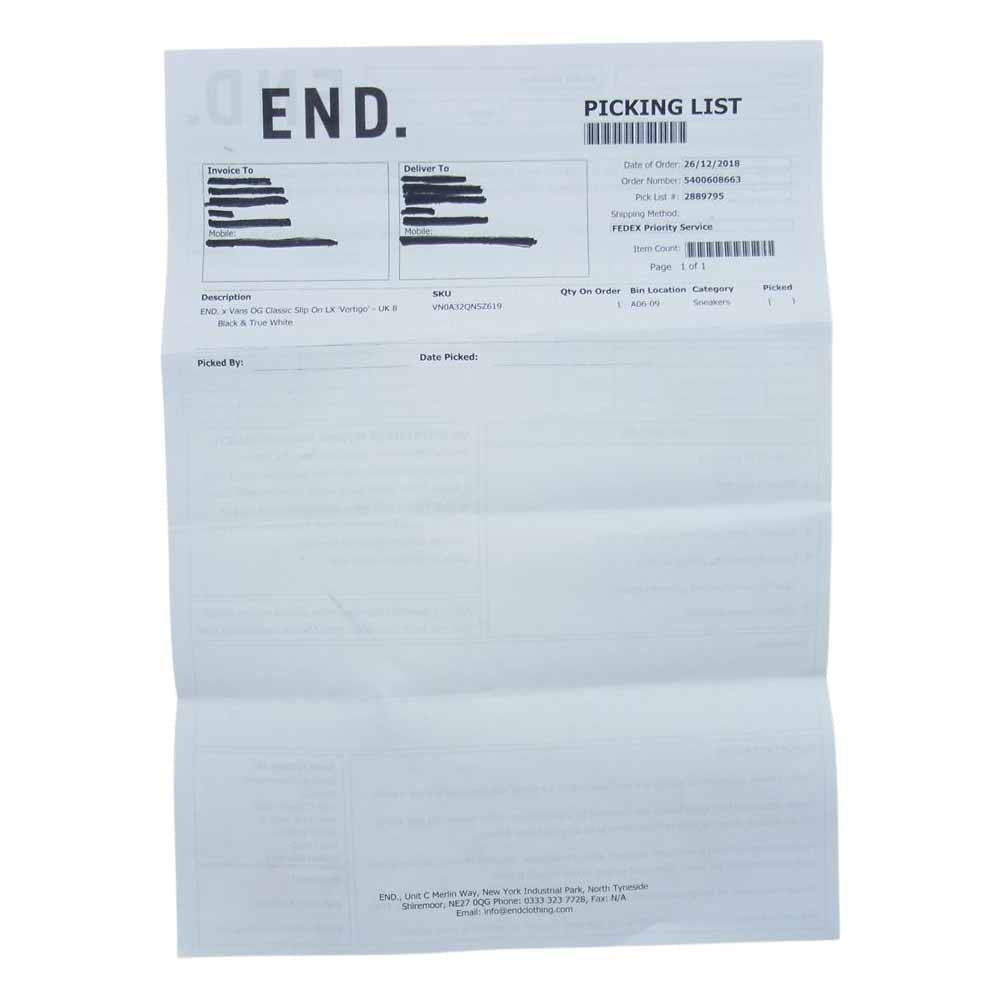 VANS バンズ × End Clothing エンド クロッシング OG CLASSIC SLIP-ON VERTIGO ブロックチェック スリッポン スニーカー ブラック系 ホワイト系 UK8【極上美品】【中古】