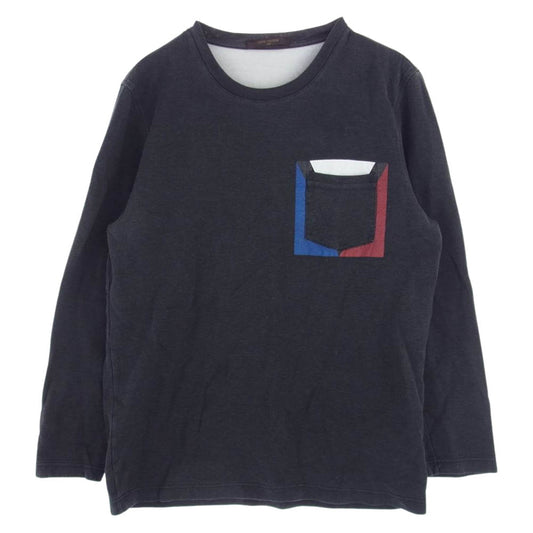 LOUIS VUITTON ルイ・ヴィトン RM152M H8Y13WJCK ガストン ロンT Tシャツ 胸ポケット ブラック系 ダークグレー系 XL【中古】