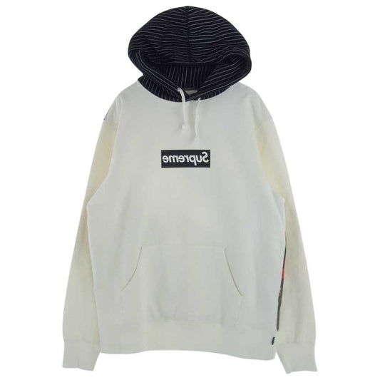 Supreme シュプリーム 14SS COMME des GARCONS SHIRTS Box Logo Pullover ギャルソンシャツ ボックスロゴ プルオーバー パーカー ホワイト系 マルチカラー系 M【中古】