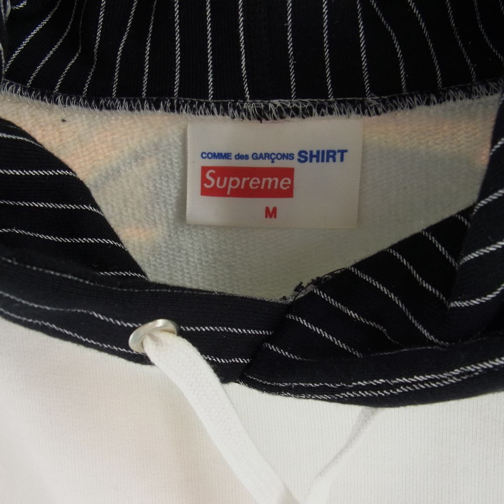 Supreme シュプリーム 14SS COMME des GARCONS SHIRTS Box Logo Pullover ギャルソンシャツ ボックスロゴ プルオーバー パーカー ホワイト系 マルチカラー系 M【中古】