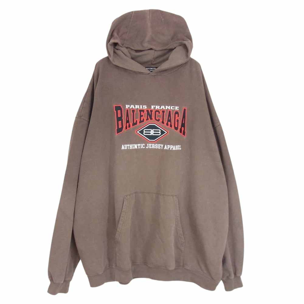 BALENCIAGA バレンシアガ 620973 TMVB1 Logo Embroidery Hoodie ロゴ エンブロイダリー フーディ プルオーバー パーカー ブラウン系 XS【中古】