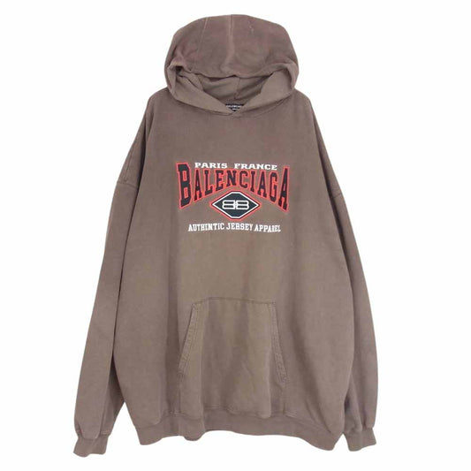 BALENCIAGA バレンシアガ 620973 TMVB1 Logo Embroidery Hoodie ロゴ エンブロイダリー フーディ プルオーバー パーカー ブラウン系 XS【中古】