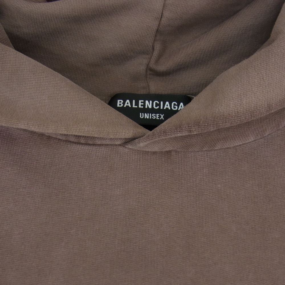 BALENCIAGA バレンシアガ 620973 TMVB1 Logo Embroidery Hoodie ロゴ エンブロイダリー フーディ プルオーバー パーカー ブラウン系 XS【中古】