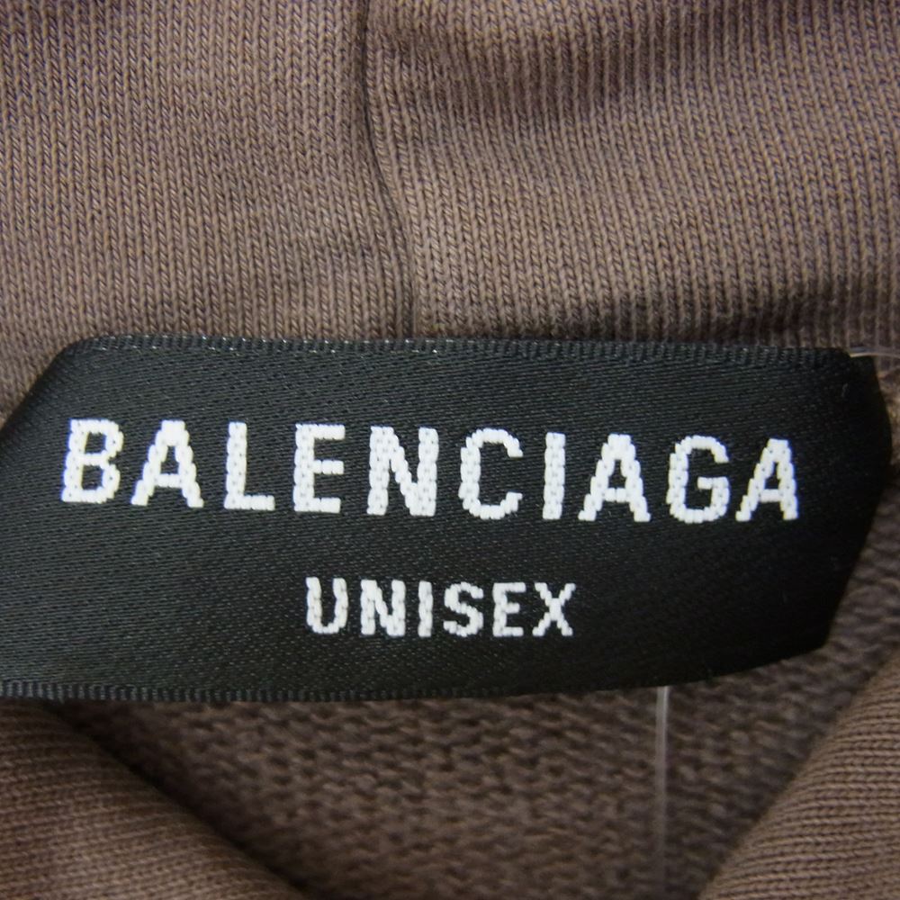 BALENCIAGA バレンシアガ 620973 TMVB1 Logo Embroidery Hoodie ロゴ エンブロイダリー フーディ プルオーバー パーカー ブラウン系 XS【中古】