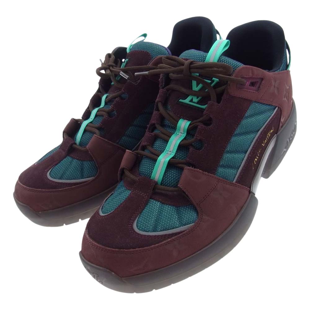 LOUIS VUITTON ルイ・ヴィトン Lucien Clarke ルシアン クラーク ア ビュー ライン ローカット スニーカー 茶系 エンジ系 グリーン系 8【中古】