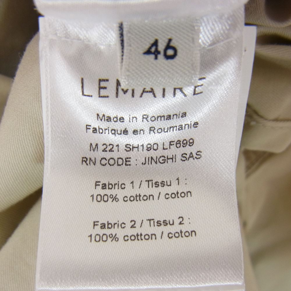 ルメール 22SS M221 SH190 国内正規品 MILITARY SHIRT ミリタリー シャツ オープンカラー ベージュ系 46【中古】