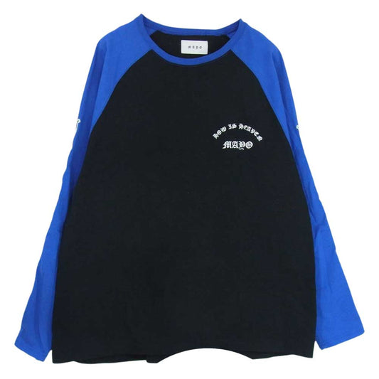 MAYO 23MY-LT12 FORGET ME NOT SKULL EMBROIDERY RAGLAN LONG SLEEVE TE スカル エンブロイダリ― ラグラン ロングスリーブ 長袖 Tシャツ ブラック系 L【中古】