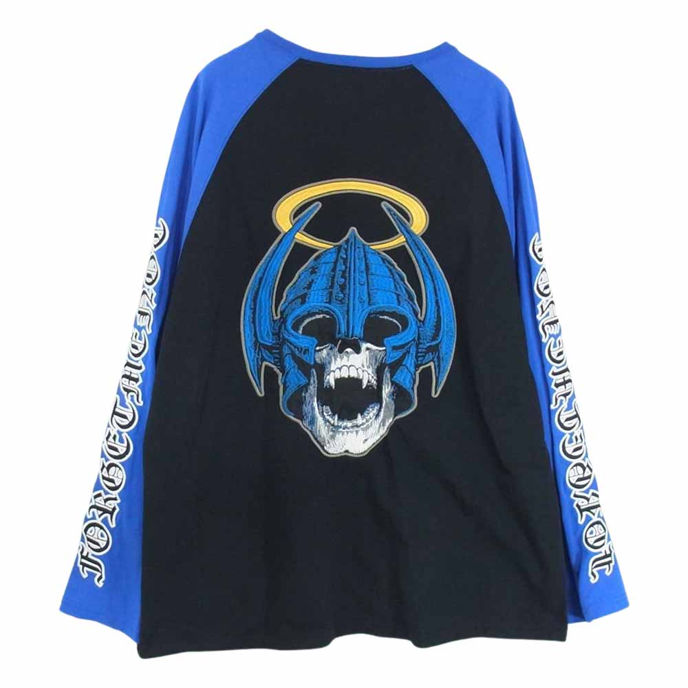 MAYO 23MY-LT12 FORGET ME NOT SKULL EMBROIDERY RAGLAN LONG SLEEVE TE スカル エンブロイダリ― ラグラン ロングスリーブ 長袖 Tシャツ ブラック系 L【中古】
