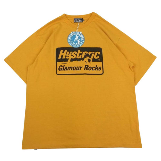 HYSTERIC GLAMOUR ヒステリックグラマー 23SS 02232CT10 GLAMOUR ROCKS グラマー ロック プリント 半袖 Tシャツ イエロー系 L【新古品】【未使用】【中古】