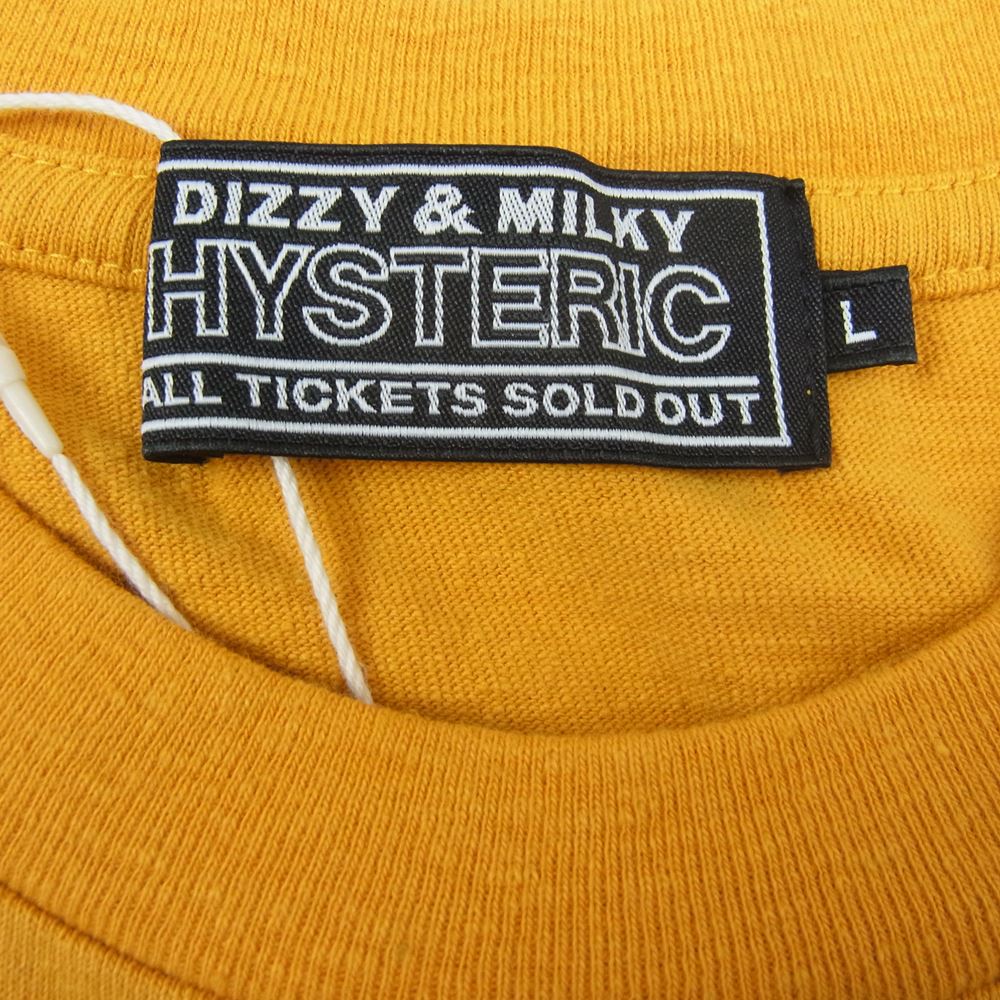 HYSTERIC GLAMOUR ヒステリックグラマー 23SS 02232CT10 GLAMOUR ROCKS グラマー ロック プリント 半袖 Tシャツ イエロー系 L【新古品】【未使用】【中古】