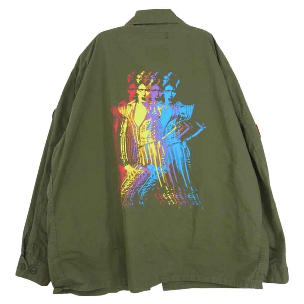 HYSTERIC GLAMOUR ヒステリックグラマー 23SS 02231AB13 DAVID BOWIE/M.D.D.2 デヴィッド・ボウイ ファティーグジャケット シャツ カーキ系 L【中古】