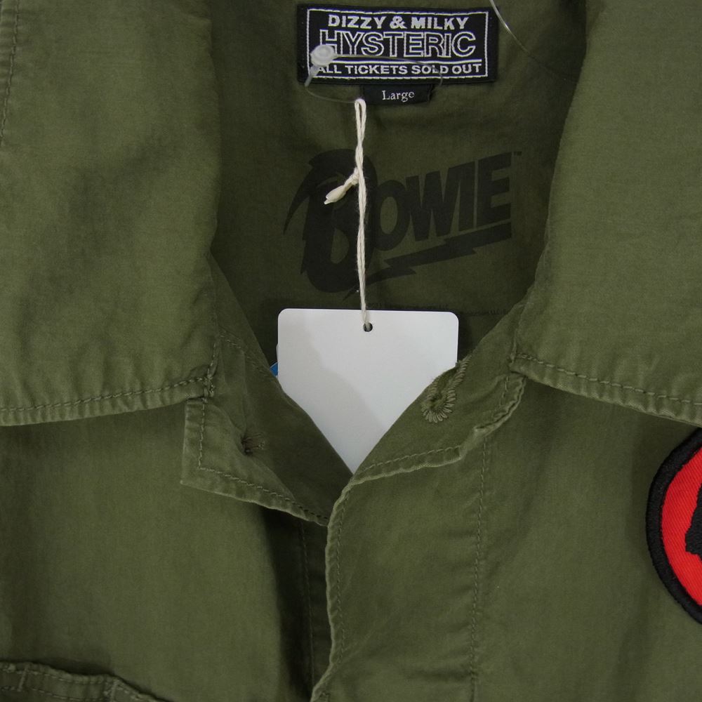 HYSTERIC GLAMOUR ヒステリックグラマー 23SS 02231AB13 DAVID BOWIE/M.D.D.2 デヴィッド・ボウイ ファティーグジャケット シャツ カーキ系 L【中古】