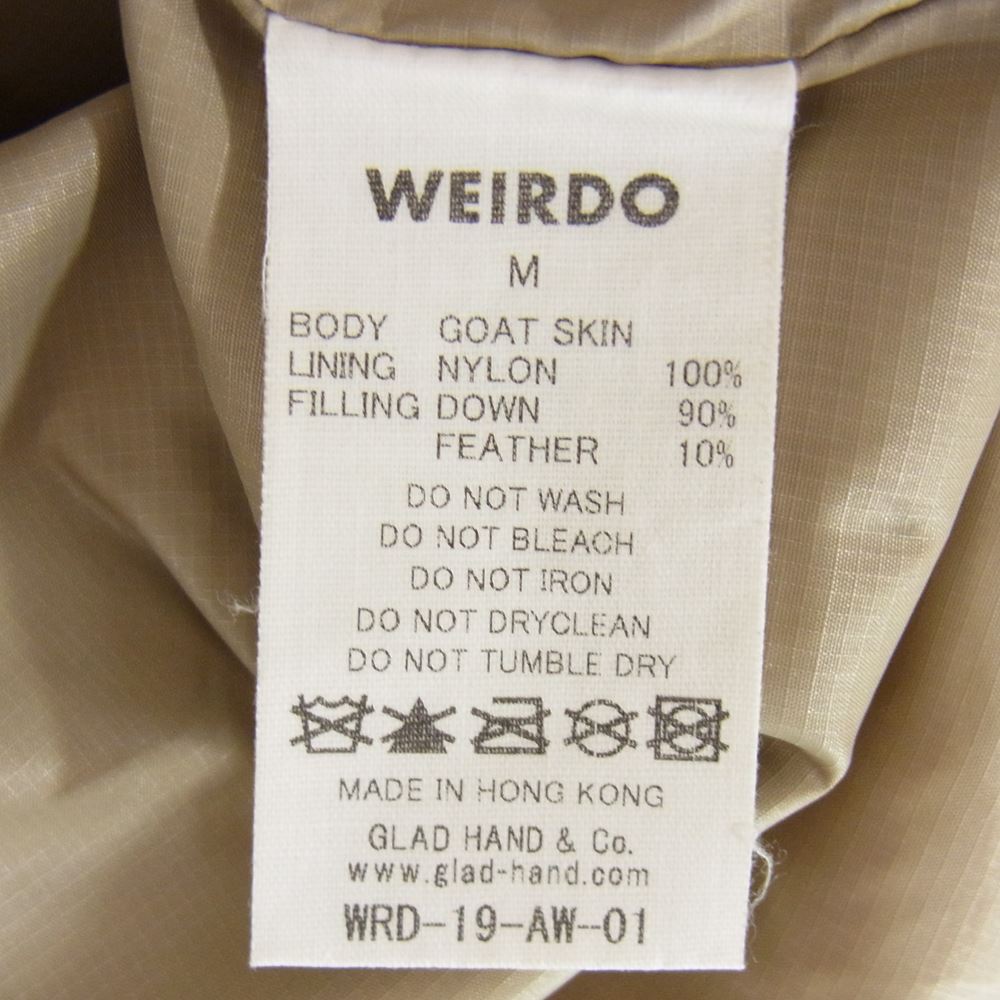WEIRDO ウィアード 19AW WRD-19-AW-01 GOAT SKIN DOWN JACKET GROWN UP  ゴートスキン ダウン ジャケット ブラウン系 M【中古】