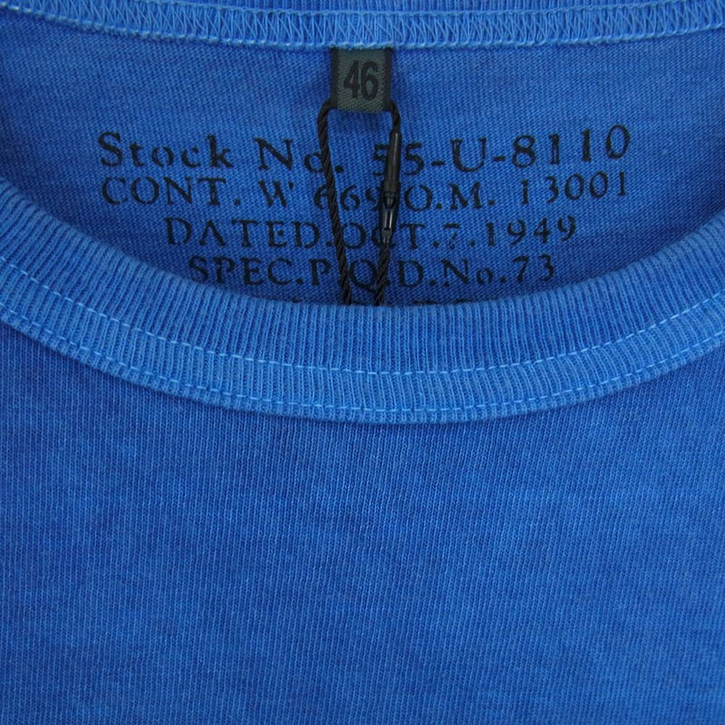 Nigel Cabourn ナイジェルケーボン 8038-00-21002 後染め BASIC T-SHIRT ベーシック Tシャツ ポケット ブルー系 46【新古品】【未使用】【中古】