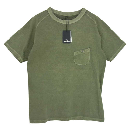 Nigel Cabourn ナイジェルケーボン 8042-00-21021 後染め BASIC T-SHIRT ベーシック Tシャツ ポケット カーキ系 46【新古品】【未使用】【中古】