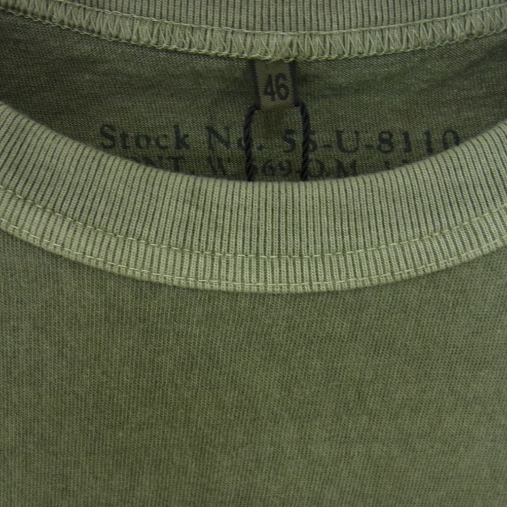 Nigel Cabourn ナイジェルケーボン 8042-00-21021 後染め BASIC T-SHIRT ベーシック Tシャツ ポケット カーキ系 46【新古品】【未使用】【中古】