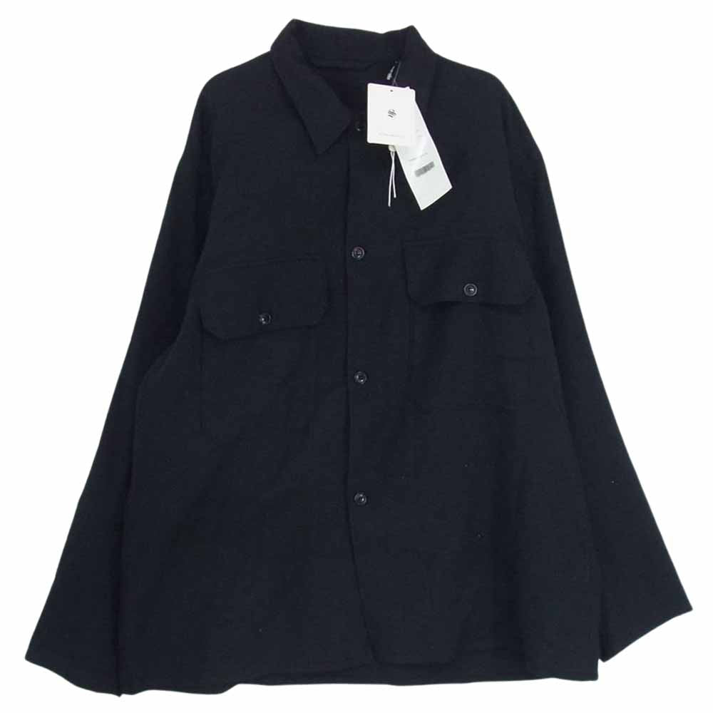 COMOLI コモリ 20AW S03-02007  カシミヤ和紙 CPO オープンカラー 長袖シャツ ネイビー系 3【中古】