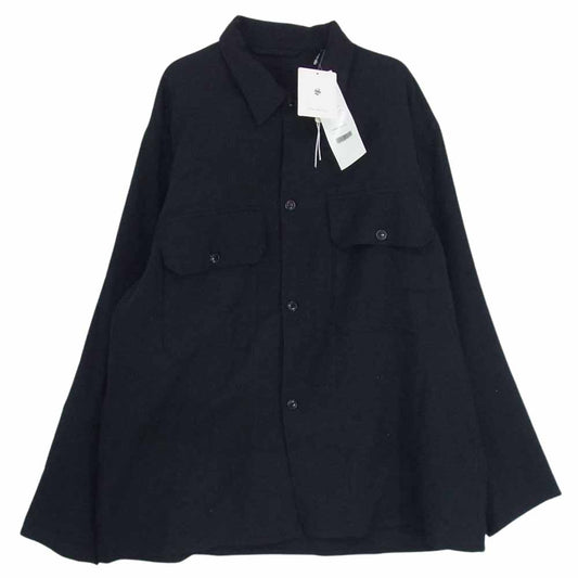 COMOLI コモリ 20AW S03-02007  カシミヤ和紙 CPO オープンカラー 長袖シャツ ネイビー系 3【中古】
