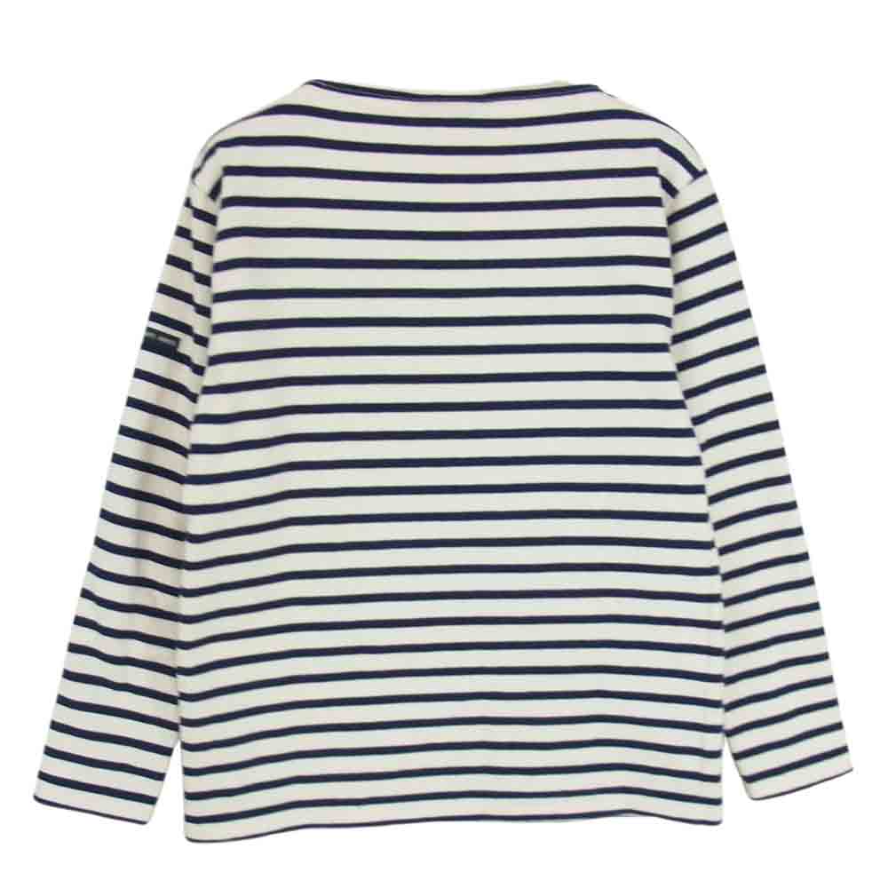 SAINT JAMES セントジェームス OUESSANT ウエッソン バスクシャツ ボーダー 生成×紺 カットソー ネイビー系 XS【中古】
